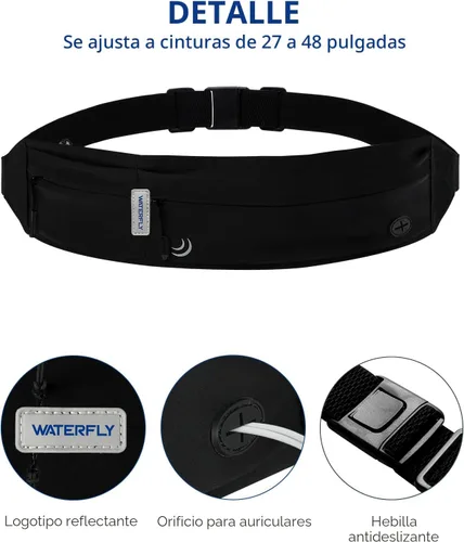 Vista 5 de WATERFLY Riñonera para correr con cinturón de carrera: Corredor Maratón Jogging Riñonera Deportiva Ejercicio Ejercicio Fitness Soporte para Teléfono