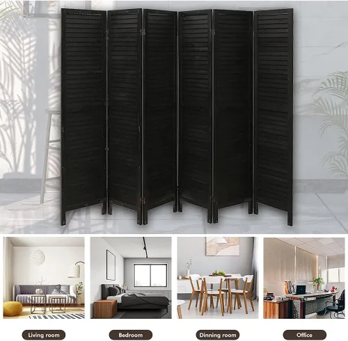 Vista 63 de ECOMEX Divisor de habitación de madera con 8 rejillas de 5.6 pies de alto, paneles de pantalla de privacidad plegables, pared divisora