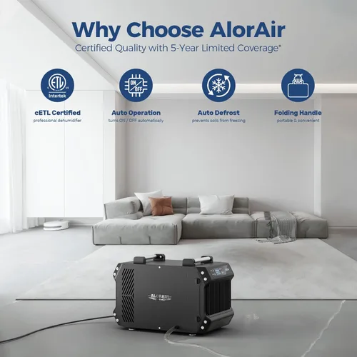 Vista 5 de ALORAIR Deshumidificadores de espacio de arrastre, deshumidificador comercial de 145 pintas para sótanos con manguera de drenaje, deshumidificador