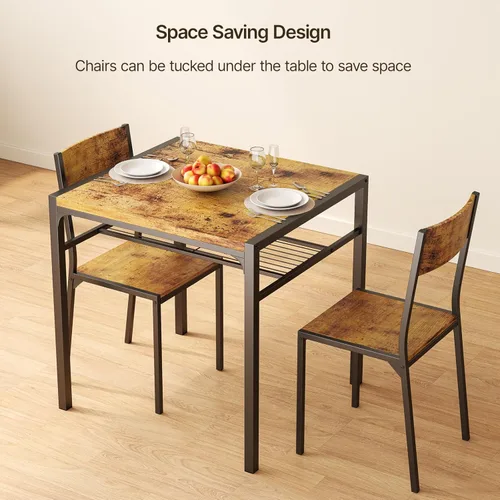 Vista 21 de Gizoon Juego de mesa de comedor para 2, mesa de cocina de 3 piezas con 2 sillas para espacios pequeños, apartamento, cocina, comedor, ahorro