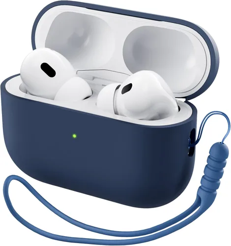 Vista 10 de ORNARTO Funda compatible con AirPods Pro 2 2022, silicona híbrida protectora completa para AirPods Pro de 2ª generación, cubierta frontal LED Verde