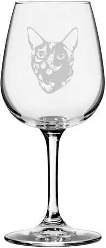 Vista 17 de Copa de vino de 12.75 onzas con temática de gato abisinio grabada para todo uso Abisinio (Cara)