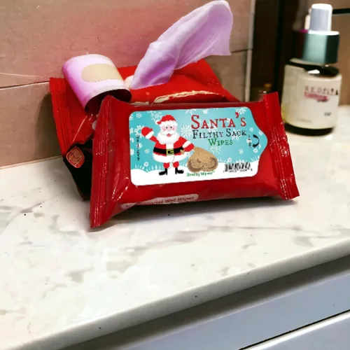 Vista 8 de Santa's Filthy Sack Wipes - Toallitas húmedas navideñas para amigos, tamaño de bolsillo, sin alcohol