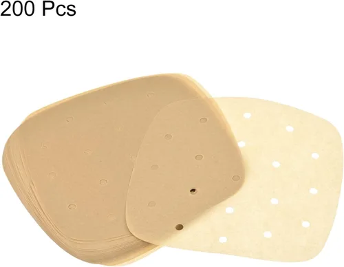 Vista 3 de uxcell 200 piezas de papel pergamino para freidora de aire, cuadrado de 6.5 pulgadas, forros de vapor antiadherentes para horno, microondas, canasta