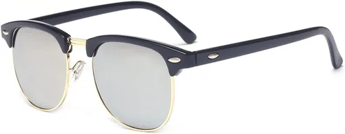 Vista 9 de gafas con lentes transparentes de cuerno lustrado medio marco clásicos, retro, vintage Oro