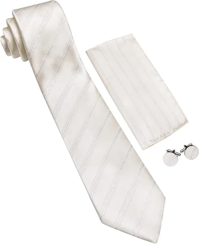 Vista 386 de Barry.Wang Juego de corbatas para hombre, corbata de seda a rayas, tejido a cuadros, gemelos formales, negocios, boda