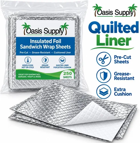 Vista 10 de Oasis Supply, Hojas aisladas precortadas para sándwich - Resistente a la grasa, para alimentos calientes, 100 unidades, 10 3/4 x 14 pulgadas