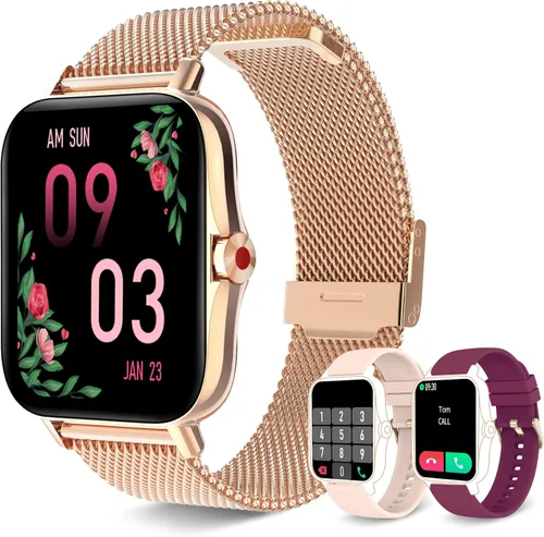 Vista 9 de Iaret Relojes inteligentes para mujer (respuesta/hacer llamadas), reloj inteligente para teléfonos Android iPhone, pantalla táctil HD de 1.7