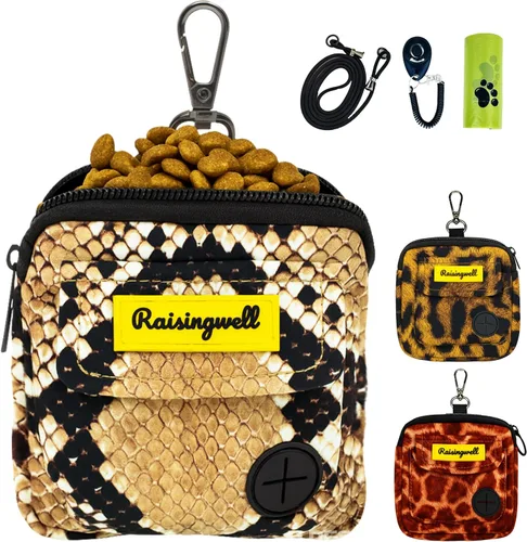 Vista 13 de Bolsa de golosinas para perros Raisingwell para caminar y entrenar con clicker, bolsas para excrementos pequeñas, riñonera con cierre, kit de A1.