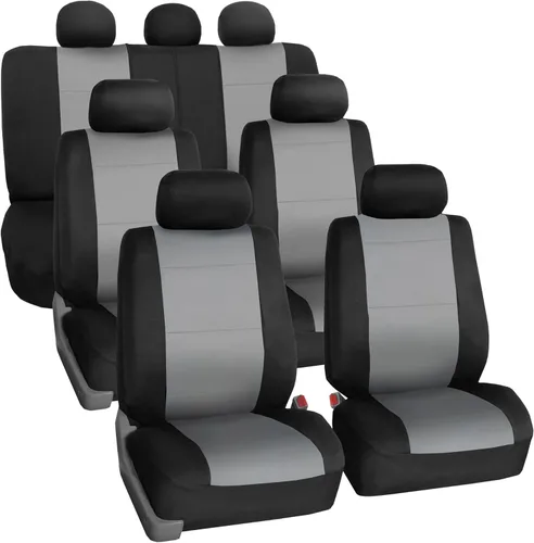 Vista 13 de FH Group Juego completo de fundas de neopreno impermeables para asiento de automóvil, de tres filas y 7 plazas, listas para bolsa de aire