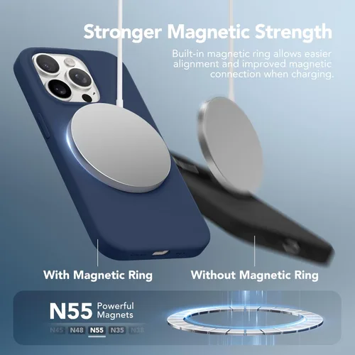 Vista 813 de GONEZ Funda magnética para iPhone 14, compatible con Magsafe, con protector de pantalla + protector de cámara, forro de microfibra antiarañazos