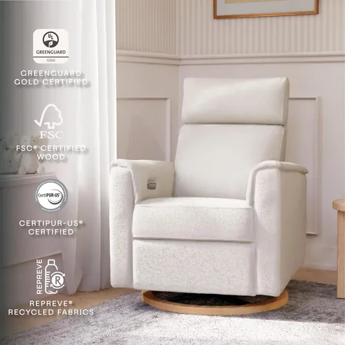 Vista 4 de Namesake Willa Plus - Silla reclinable eléctrica con reposacabezas y puertos USB, mecedora para guardería para enfermería, sillón reclinable