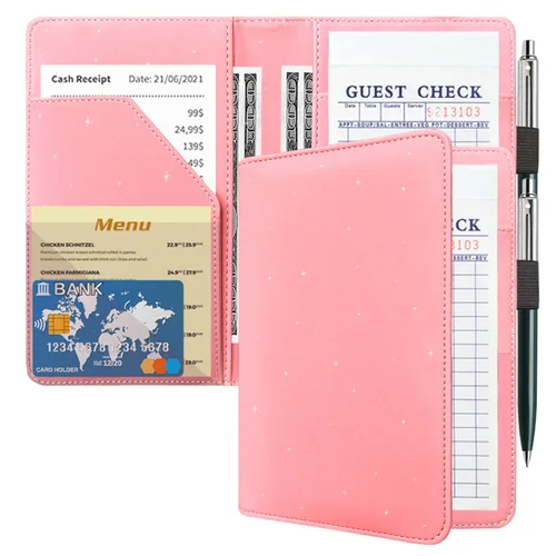 Vista 23 de ACdream - Libretas de servicio para camarera, libreta de anotación de comensales, lindo organizador de piel y cartera, para presentar la cuenta