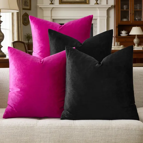 Vista 13 de GIGIZAZA Fundas de almohada decorativas de terciopelo color champán, fundas de almohada para sofá (18 x 18 pulgadas, 4 piezas, champán)