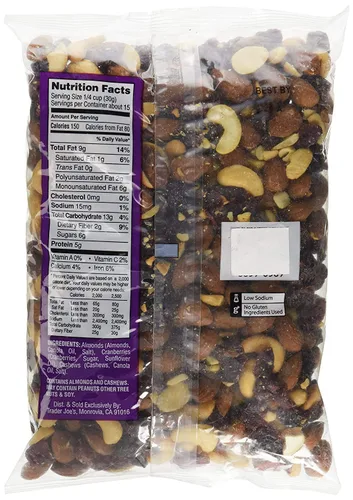 Vista 2 de Trader Joe's Simply Almonds, anacardos y arándanos Trek Mix... Bolsa de 16 onzas, paquete de 3