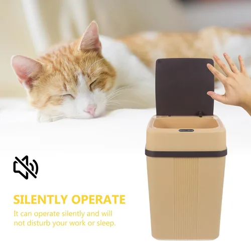 Vista 6 de Cubo de basura automático sin contacto inteligente con modos, contenedor de basura de plástico a pilas para cocina, oficina, baño, sensor sin
