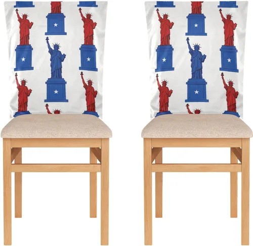 Vista 2 de 4th of July Independence Day Red and Blue Lady Liberty Decorative Chair Cover for Dining Room Chairs Soft Dining Room Chair Covers Protector