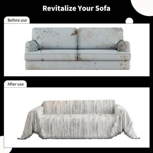 Vista 6 de Funda de felpilla apta para mascotas, lavable, reversible para sofá seccional, sofá biplaza, sofá esquinero, funda para futón