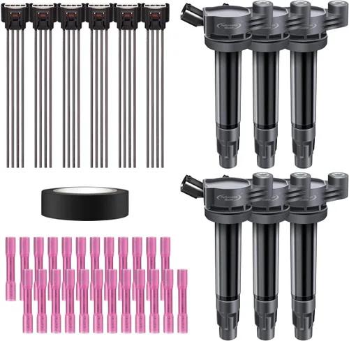 Vista 46 de Juego de 4 bobinas de encendido y conector de coleta, kit de arnés de cableado compatible con Accord Odyssey Acura Saturn 3.0L 3.2L 3.5L V6 C1221