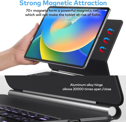 Vista 5 de Funda con Teclado para iPad Air de 11 pulgadas (M3 2025 / M2 2024) y iPad Pro de 11 pulgadas (1ª/2ª/3ª/4ª Generación) – Funda con Teclado Magnético