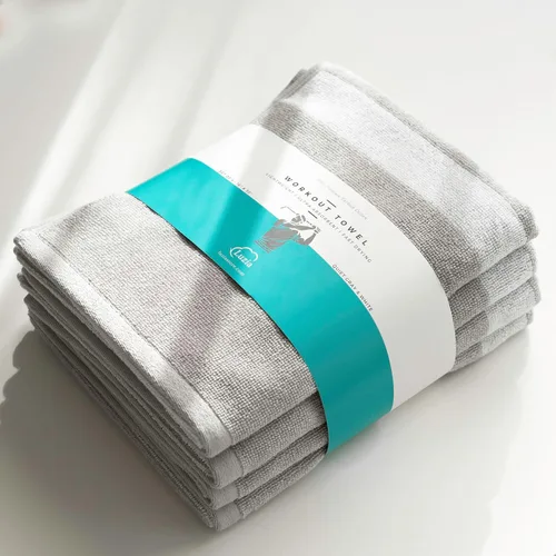 Vista 10 de Luzia Toalla de entrenamiento a rayas para sudor (paquete de 4) – 100% algodón turco de alta calidad – ligera y súper absorbente para ejercicio