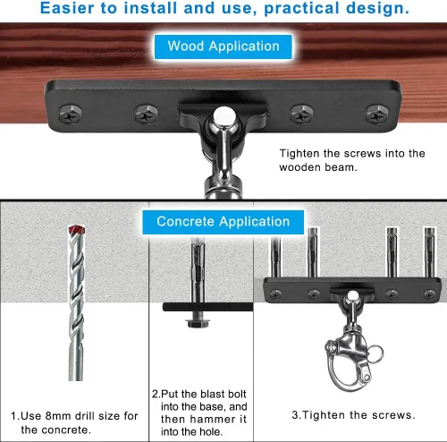 Vista 6 de Dolibest Heavy Bag Hangers Brackets, Punching Bag Hangers, Heavy Bag Ceiling Mount for Body Weight Strength Training Systems, Aerial Yoga Swing &