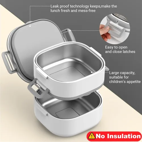 Vista 3 de Lonchera Bento para adultos y niños, contenedor de comida con un solo compartimento, sin BPA, apta para microondas y lavavajillas, con divisor Azul
