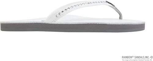 Vista 4 de Rainbow Sandals Mujer de una sola capa de cuero de primera calidad con correa estrecha de cristal Swarovski