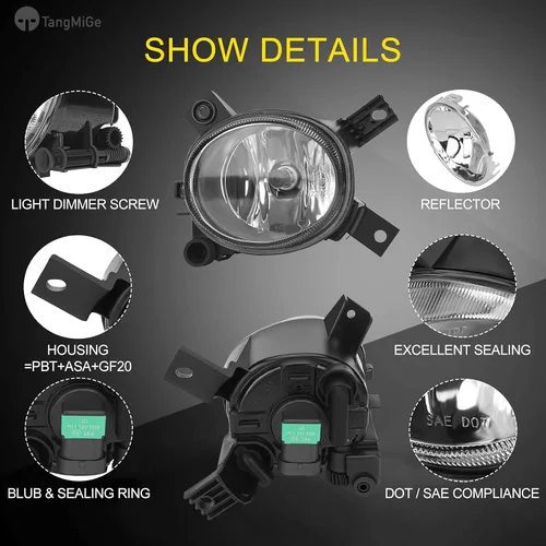 Vista 4 de TangMiGe Faros antiniebla compatibles con Audi A4 / S4 (Quattro Cabriolet Convertible, Sedan, Avant Wagon) 2005-2008, A3