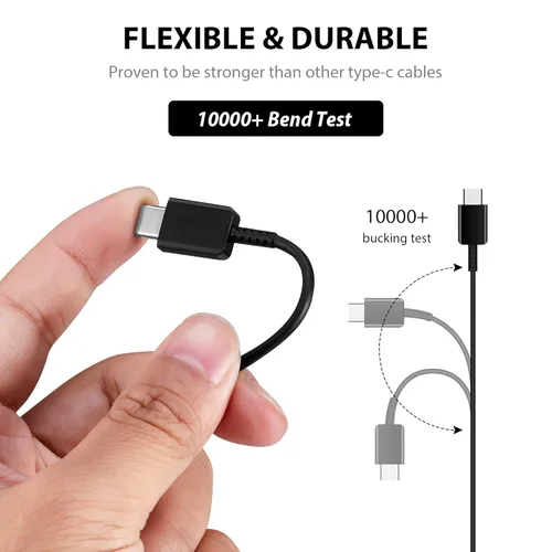 Vista 6 de Cable USB-C original de 10 pies compatible con Your Nothing Ear 1 con carga rápida y transferencia de datos. (blanco 3M)