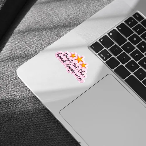 Vista 3 de 3 calcomanías inspiradoras de 3 pulgadas con texto en inglés "Don't Let The Hard Days Win" (Don't Let The Hard Days Win) para laptop, botella