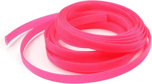 Vista 8 de Bettomshin 1 funda de organización de cables de 3.28 pies (3.3 ft), protector de cable rosa PET de 1/4 pulgadas de ancho, tubo de telar de alambre