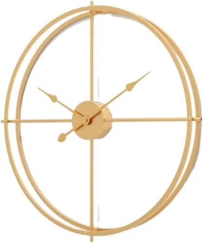 Home Decoration Clock 3D Metal Wall Clock Modern Home Decor Round Silent Non Ticking Vintage Unique Clocks Decorative Clocks Wall(Gold,40 * 40cm)
