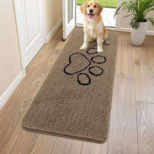 Vista 153 de Smiry Tapete para puerta de perro para patas fangosas, absorbente que atrapa la suciedad, antideslizante, de secado rápido, lavable, tapete