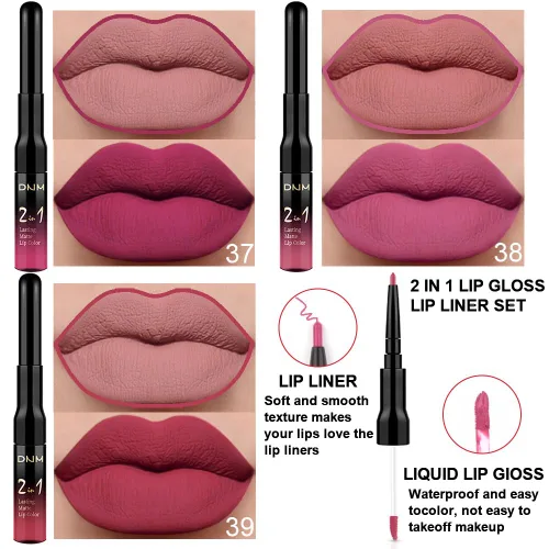 Vista 108 de evpct 1Pcs Lápiz de Labios Mate y Set de Lápiz de Labios Líquido para Mujeres, Lápiz de Labios Mate de Durazno Oscuro Púrpura, Resistente a Manchas