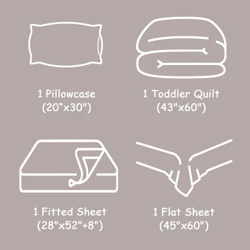 Vista 5 de FLXXIE Juego de ropa de cama para niños pequeños, juego de sábanas de microfibra para cuna, juego de ropa de cama para cuna de 4 piezas, incluye