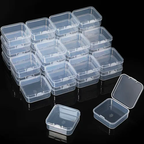 Vista 8 de Jetec Paquete de 36 cajas de plástico transparente para contenedores pequeños, cajas organizadoras de cuentas con tapa con bisagras, estuche