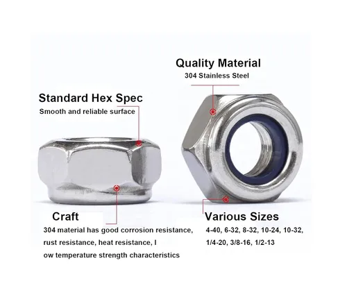 Vista 4 de cSeao Kit surtido de tuercas de seguridad insertadas de nailon SAE Nylock (1/4-20 3/8-16 1/2-13#4-40#6-32#8-32#10-24#10-32), acero inoxidable 304