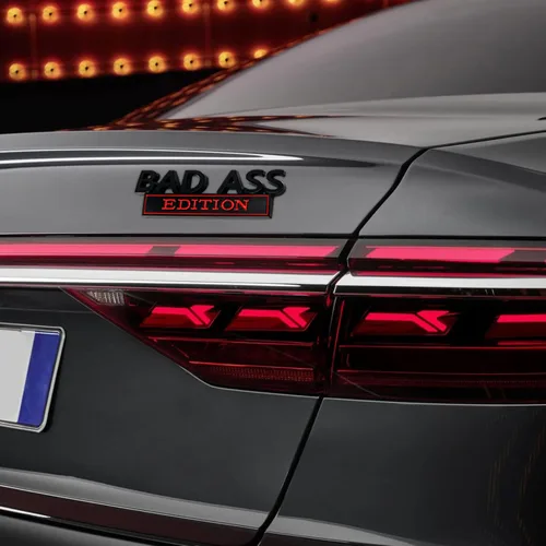 Vista 3 de Emblema Edición Bad Ass para Auto, Adhesivo 3D para Parachoques, Capó, Portamaletas y Puerta del Auto, Emblemas Externos de Reemplazo para Auto