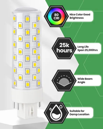Vista 7 de GX24Q Bombillas LED, 4000 K blanco neutro, base de 4 pines CFL de repuesto para bombilla fluorescente compacta de 13 W, 18 W, 26 W en ventilador
