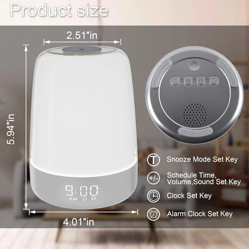 Vista 7 de winshine Touch Wake Up Night Light with Sunrise Simulation Alarm Clock, 3 Ways Dimmable Warm White Bedside Lamp for Kid Bedrooms RGB Ambient Table