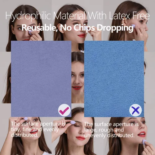 Vista 5 de Mini licuadora de esponja de maquillaje de copos de nieve para aplicación detallada alrededor de los ojos y otras áreas, 7 piezas, sin látex