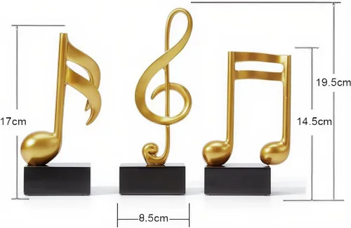Vista 4 de Music Note Decor Gifts Musical Figurine Modern Statue Sculpture Table Centerpiece Crafts Gold Home Arts, Piano Note Sculpture Home Arts. (C Style)