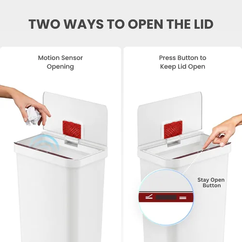 Vista 5 de iTouchless Bote de basura automático de 13 galones con tecnología sensor 2.0 y filtro de olor, diseño delgado y sin contacto, ahorro de espacio