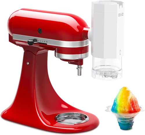 Vista 3 de Máquina de helados 2 en 1 y accesorio de hielo afeitado para batidoras de pie KitchenAid, 2 cuencos pequeños para helado, máquina de cono de nieve