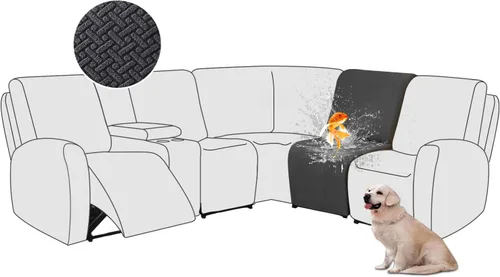 Vista 13 de ALIECOM Fundas 100% impermeables para sofá seccional reclinable, forma de L, elásticas, para esquina, funda para sofá seccional reclinable, lavable