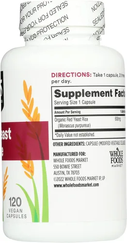 Vista 5 de 365 by Whole Foods Market, Arroz de levadura roja 600 mg, 120