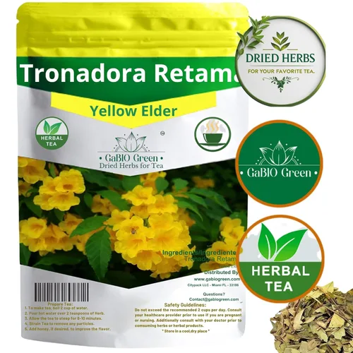 Vista 4 de Gabio Green -Tronadora Retama, 16 onzas/1 libra de té tronadora de calidad premium, bolsa resellable, hierbas de saúco amarillo, hierba tronadora