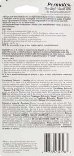 Vista 2 de Permatex 34628 Right Stuff - Máquina de juntas de alta temperatura, 90 minutos, color rojo, 3 onzas
