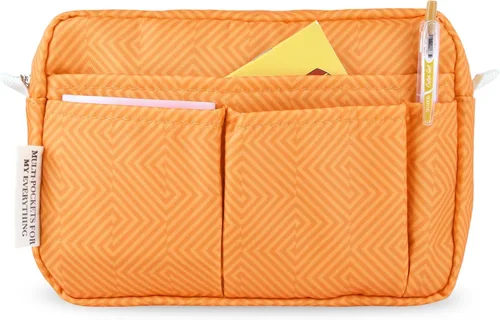 Vista 13 de Organizador de cartera con múltiples bolsillos, bolsa de aseo impermeable con cremallera, bolsa de almacenamiento portátil para lápices